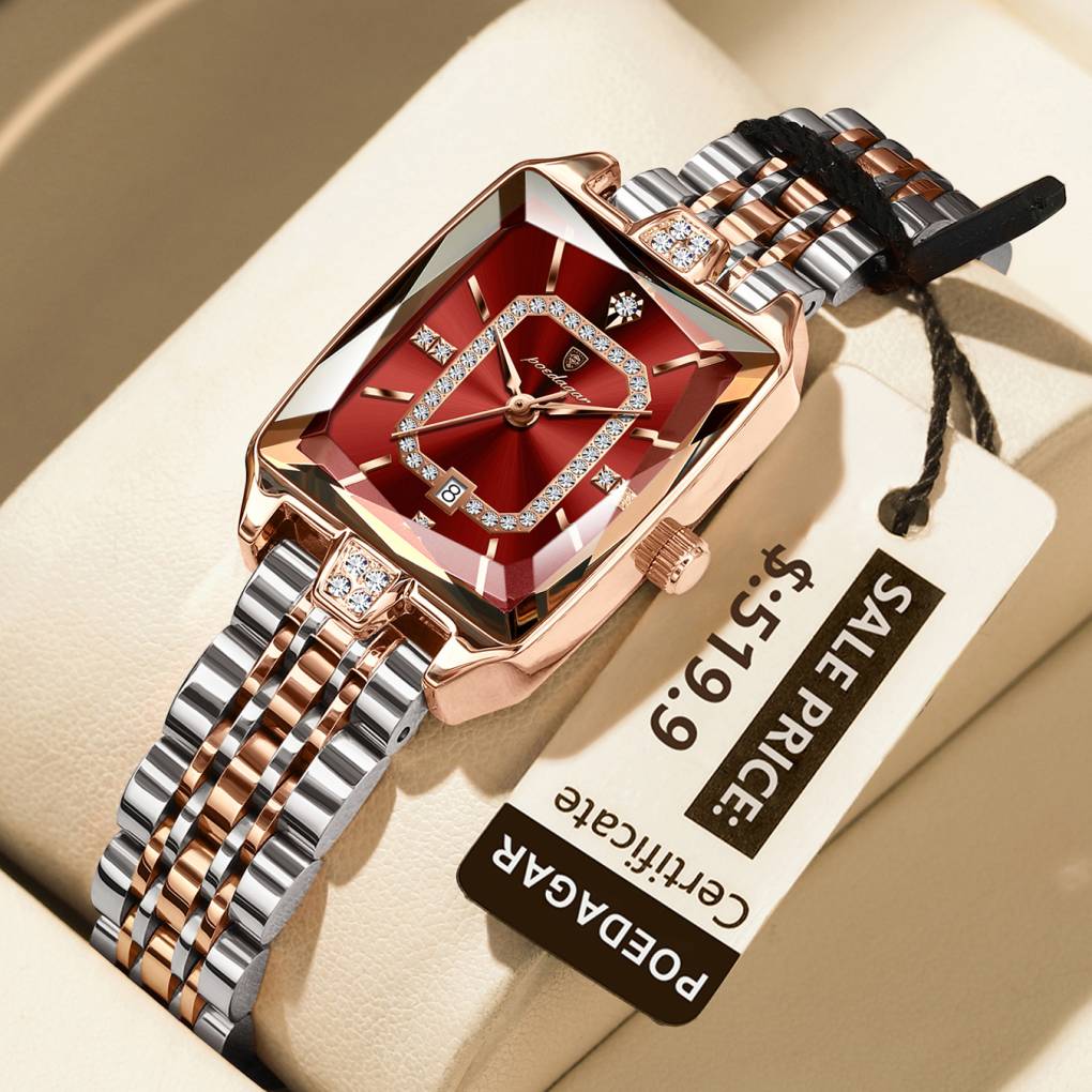 Poedagar 785 CH Ladies Watch - Silver Rose Red