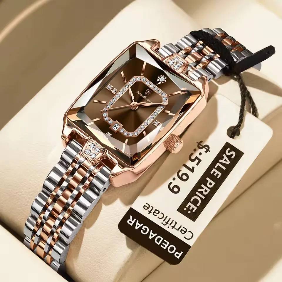 Poedagar 785 CH Ladies Watch - Silver Rose Brown