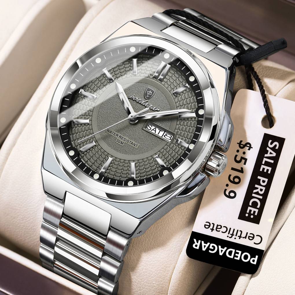Poedagar 896 CH For Men - Silver Gray
