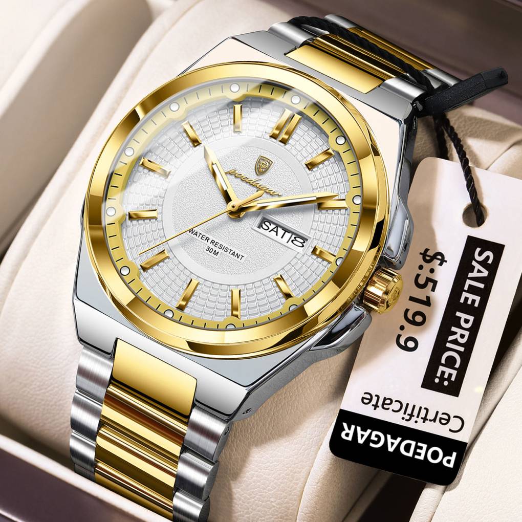 Poedagar 896 CH For Men - Silver Gold White