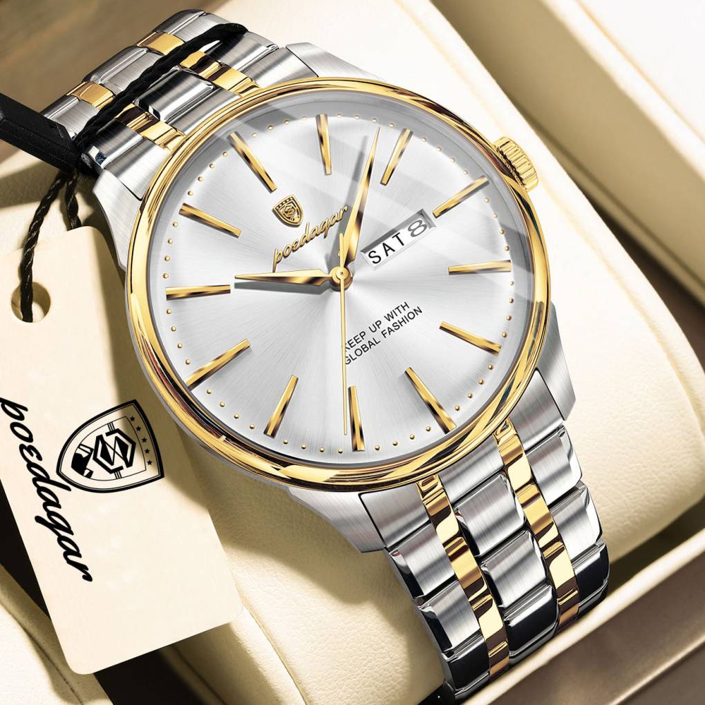 Poedagar 843 CH For Men - Silver Gold White