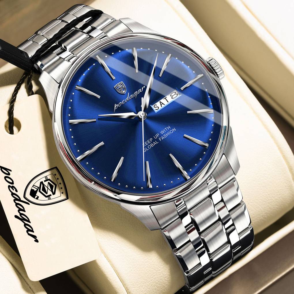 Poedagar 843 CH For Men - Silver Blue