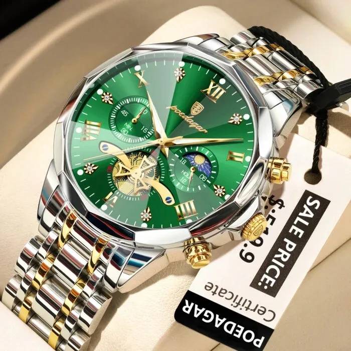 Poedagar 938 CH For Men - Silver Gold Green