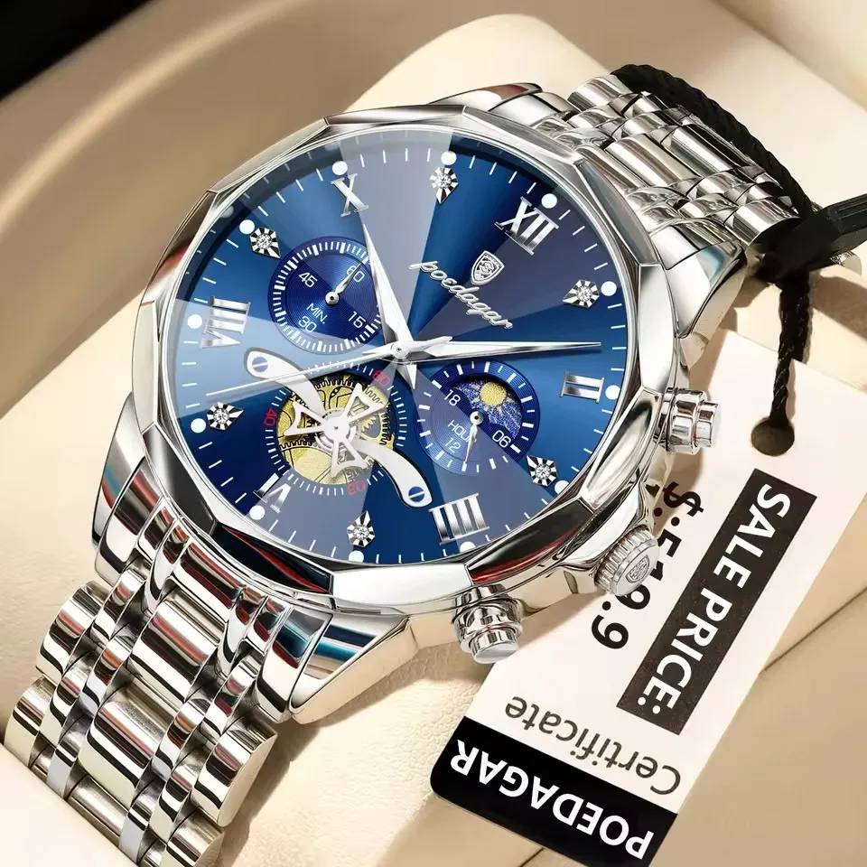 Poedagar 938 CH For Men - Silver Blue