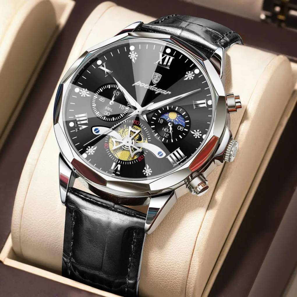 Poedagar 938 L For Men - Silver Black