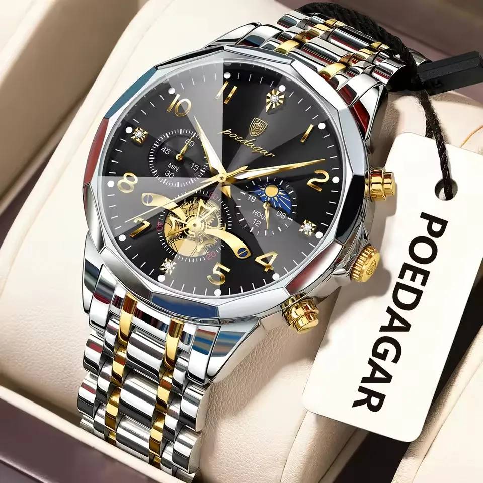 Poedagar 939 CH For Men - Silver Gold Black