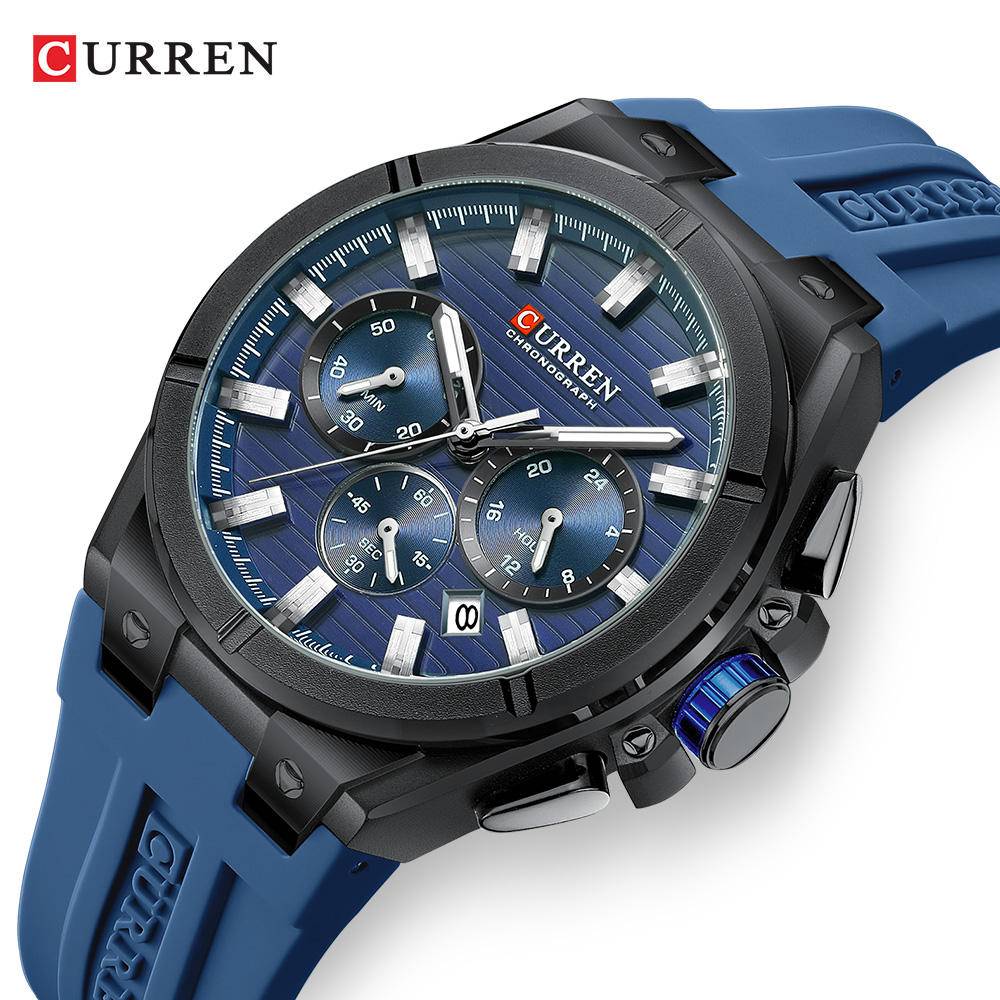 Curren 8487 Rubber Strap For Men - Black Blue