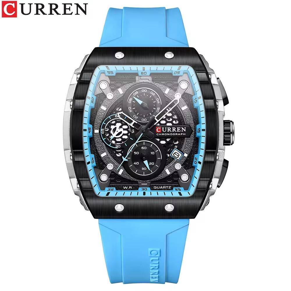 Curren 8442 Silicone Strap For Men - Sky Blue