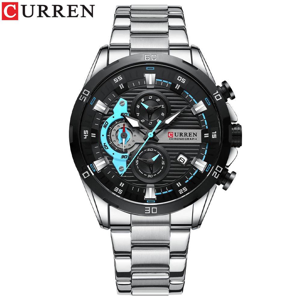 Curren 8402 CH For Men - Silver Black