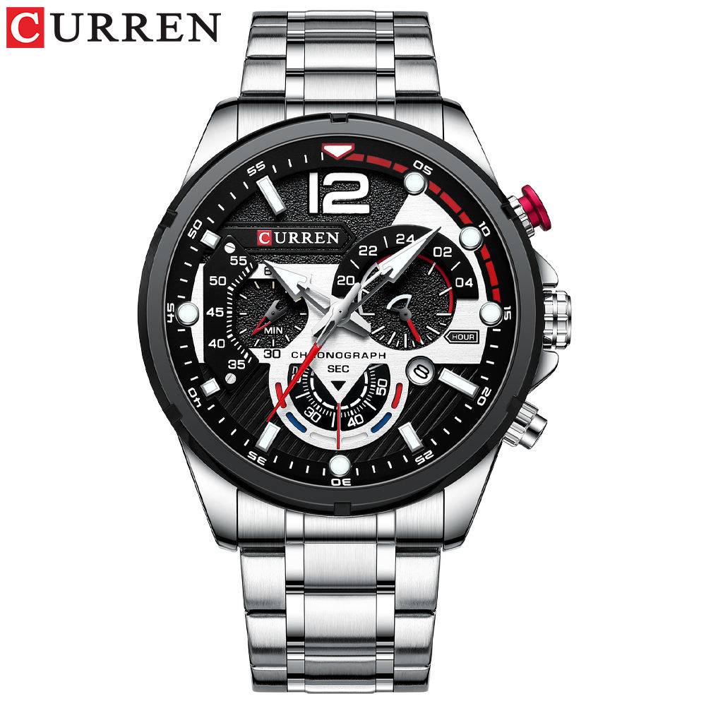 Curren 8395 CH For Men - Silver Black
