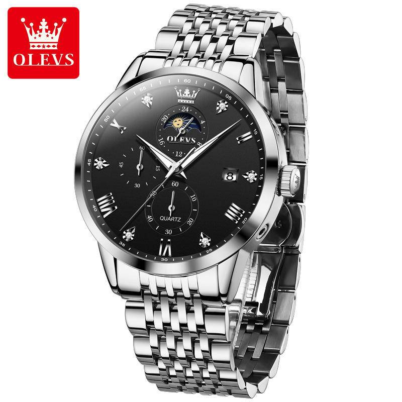 Olevs 2925 CH For Men – Silver Black