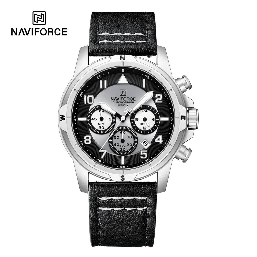 Naviforce 8077 L For Men - Silver Black White