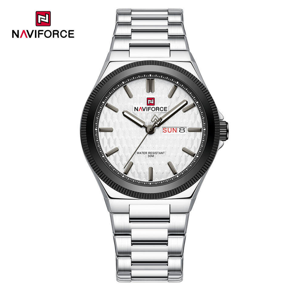 Naviforce 9285 CH For Men -Silver Black White