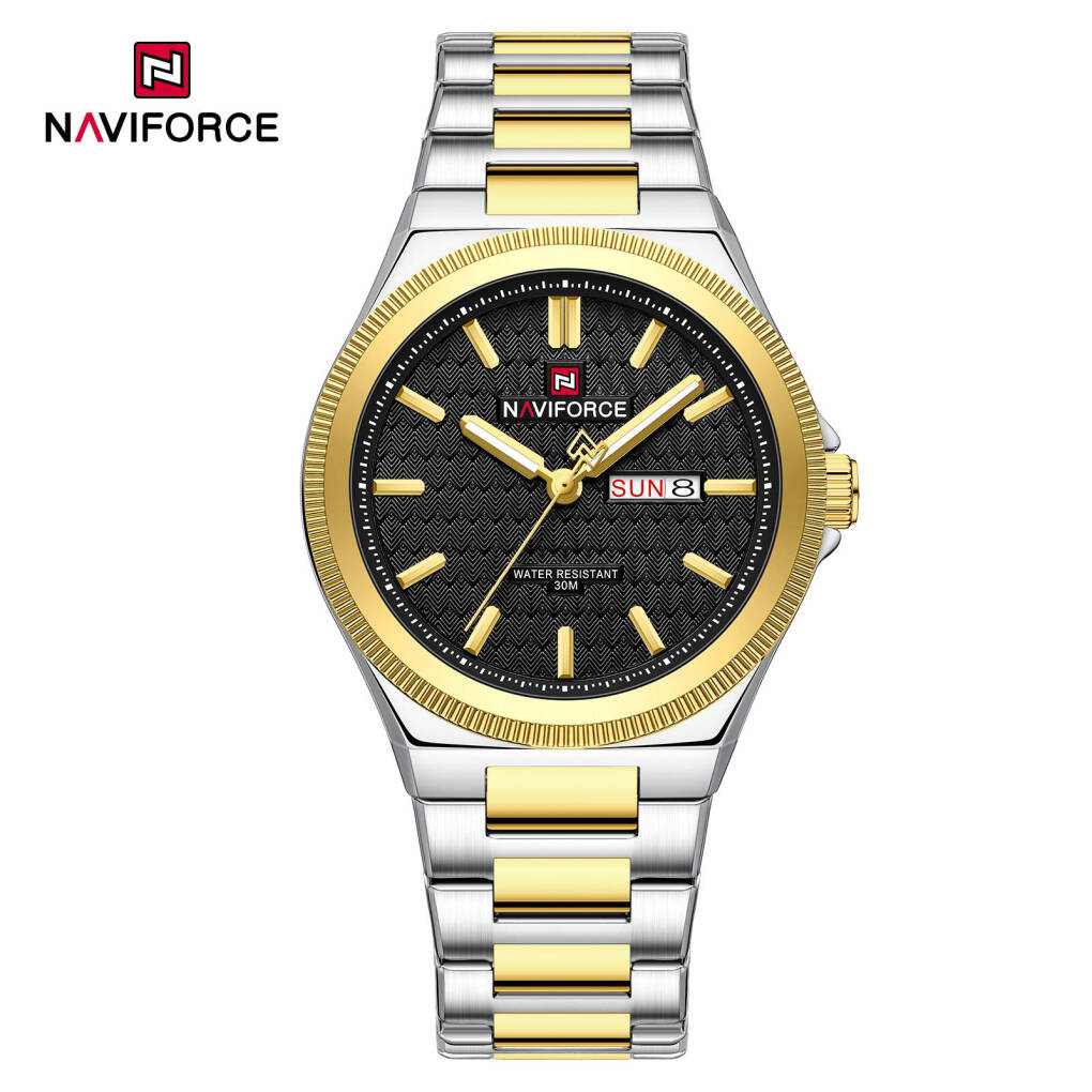 Naviforce 9285 CH For Men - Silver Gold Black