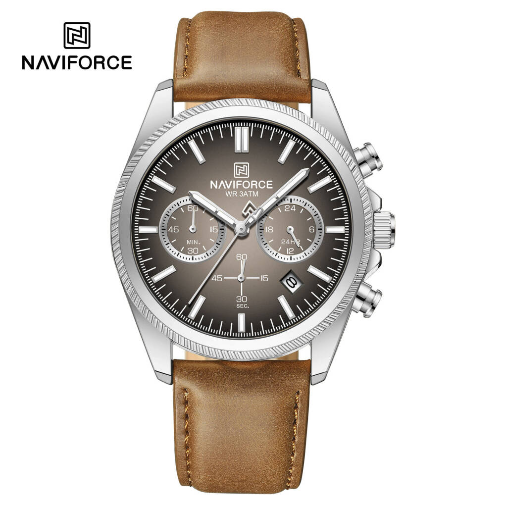 Naviforce 8082 L For Men - Brown Silver Gray