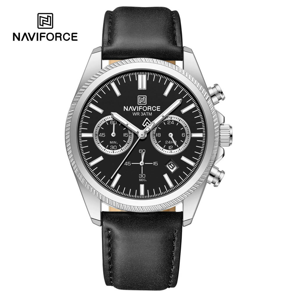 Naviforce 8082 L For Men - Silver Black