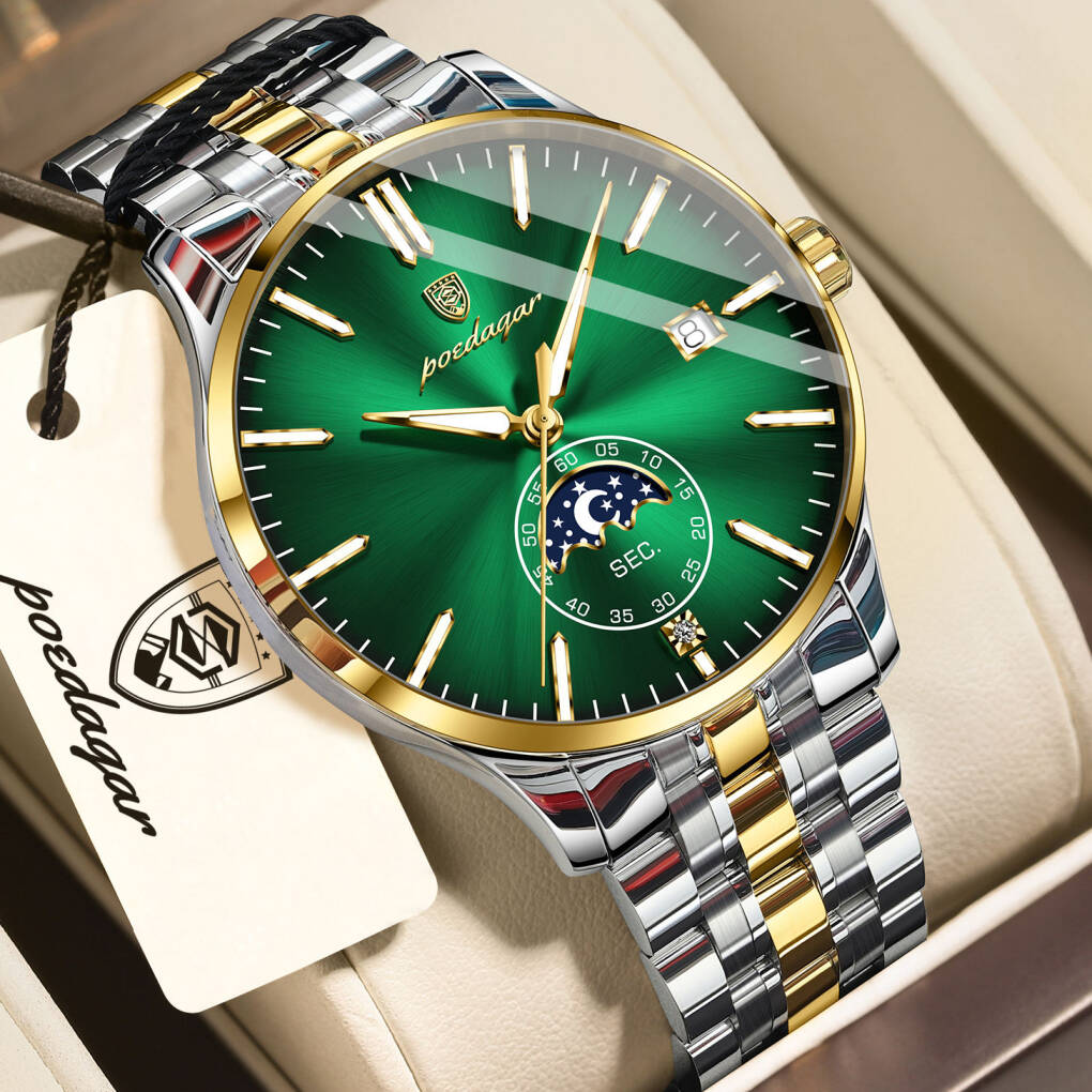 Poedagar 854 For Men - Silver Gold Green