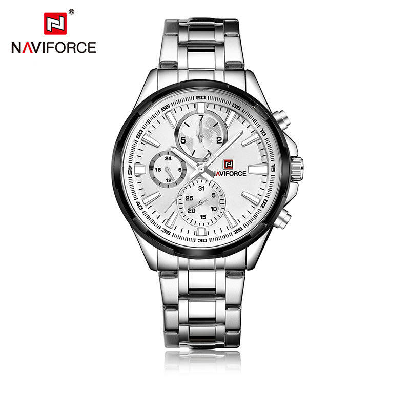 NAVIFORCE 9089 CH For Men Watch - Silver White