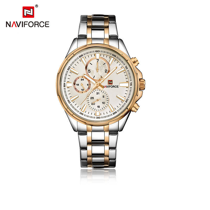 NAVIFORCE 9089 CH For Men Watch - Silver Rose White