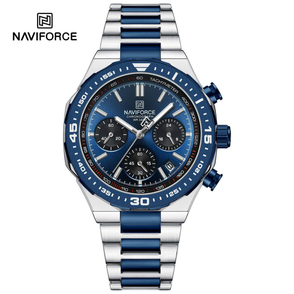 NAVIFORCE 8049 CH For Men Watch - Silver Blue