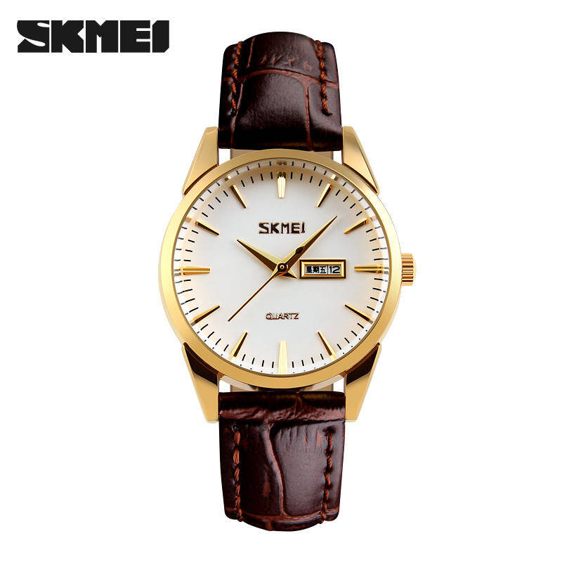 SKMEI 9073 L Women Watch - Brown Gold White