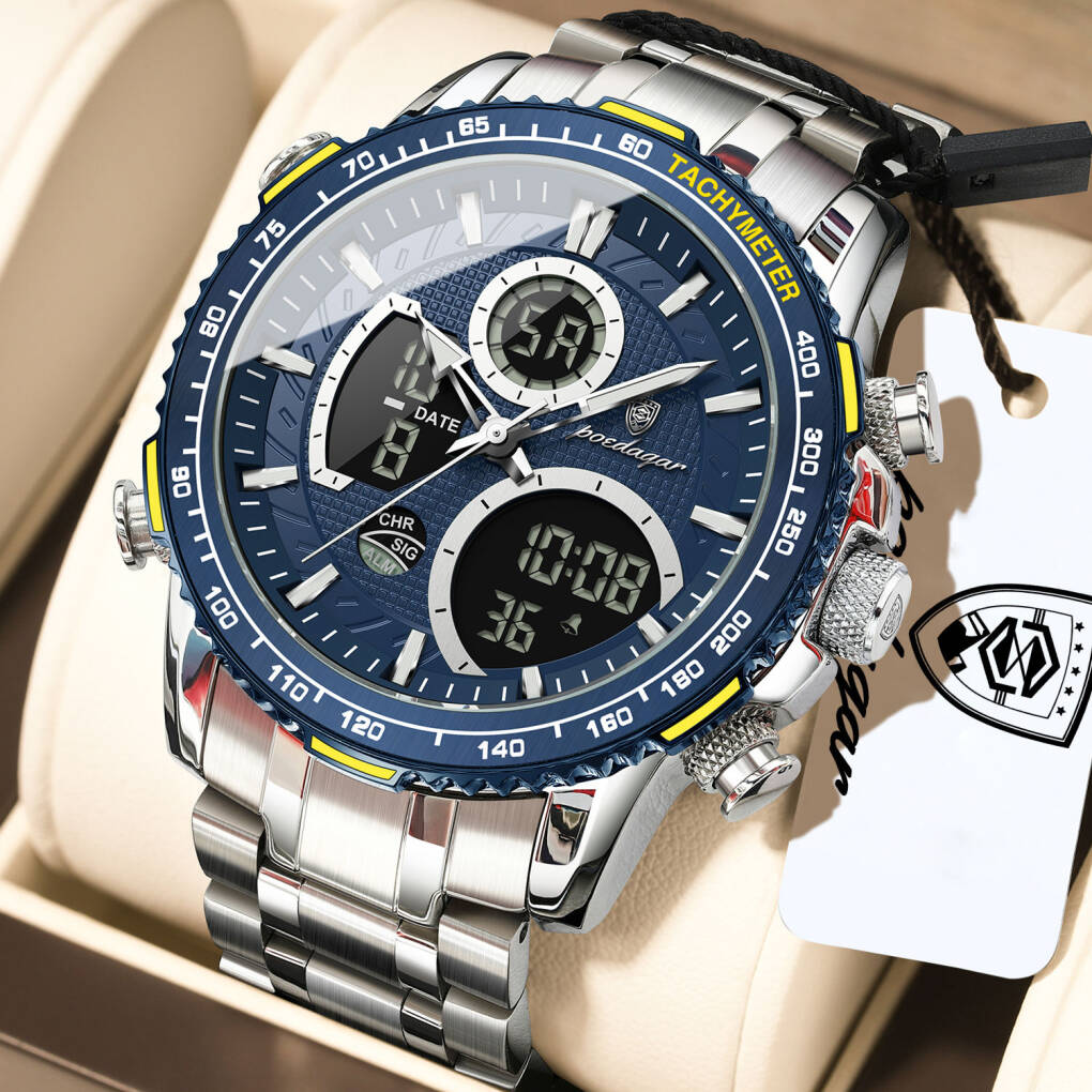 Poedagar E127 Men Watch - Silver Blue