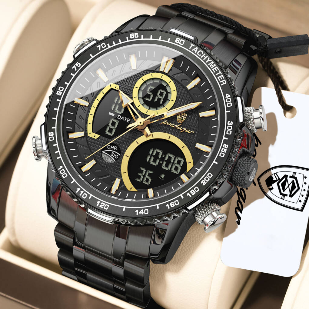 Poedagar E127 Men Watch - Black Gold