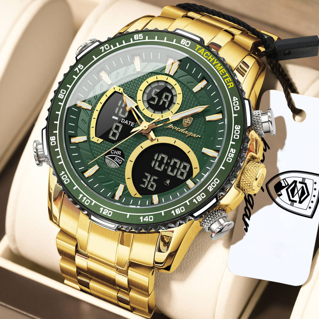 Poedagar E127 Men Watch - Gold Green