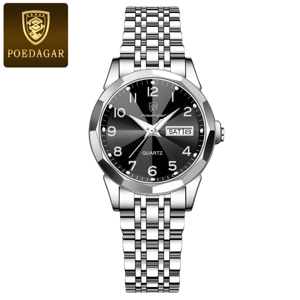 Poedagar 3076 Women Watch - Silver Black