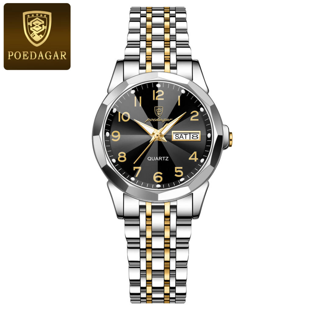 Poedagar 3076 Women Watch - Silver Gold Black
