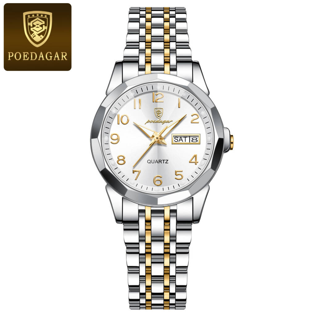 Poedagar 3076 Women Watch - Silver Gold White