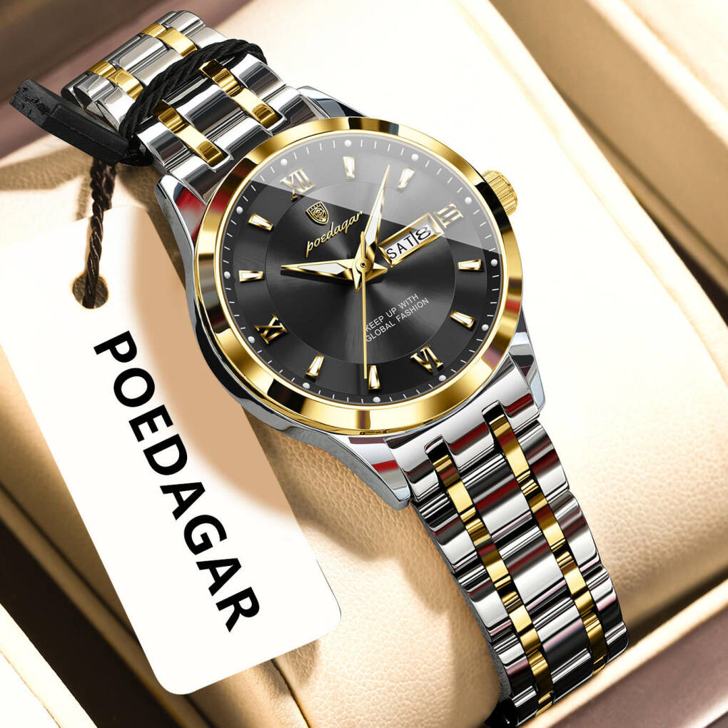 Poedagar 503 Women Watch - Silver Gold Black
