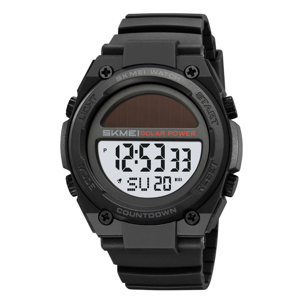 SKMEI 2712 Men's Solar-Powered Digital Sports Watch - Black White