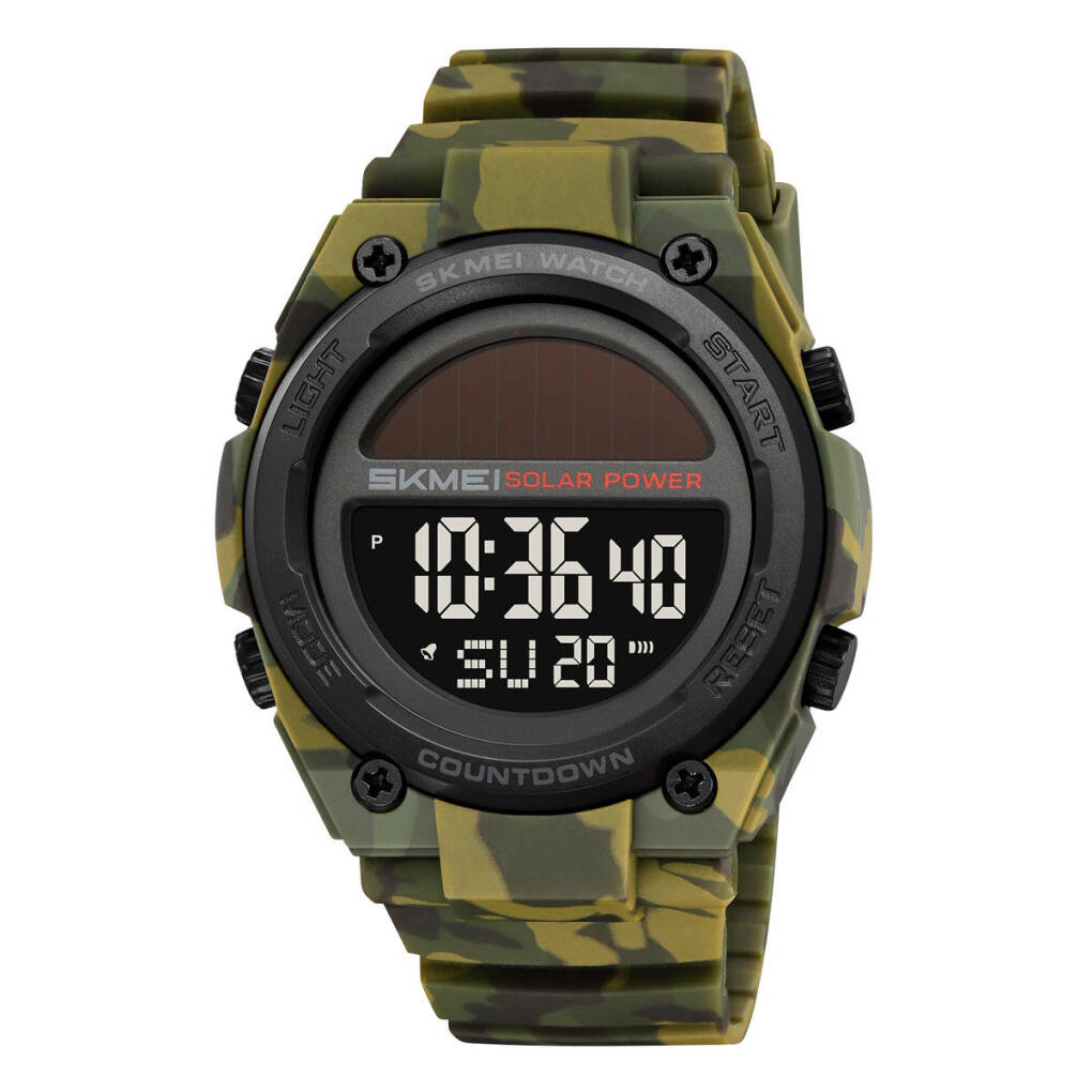 SKMEI 2712 Men's Solar-Powered Digital Sports Watch - Army Green