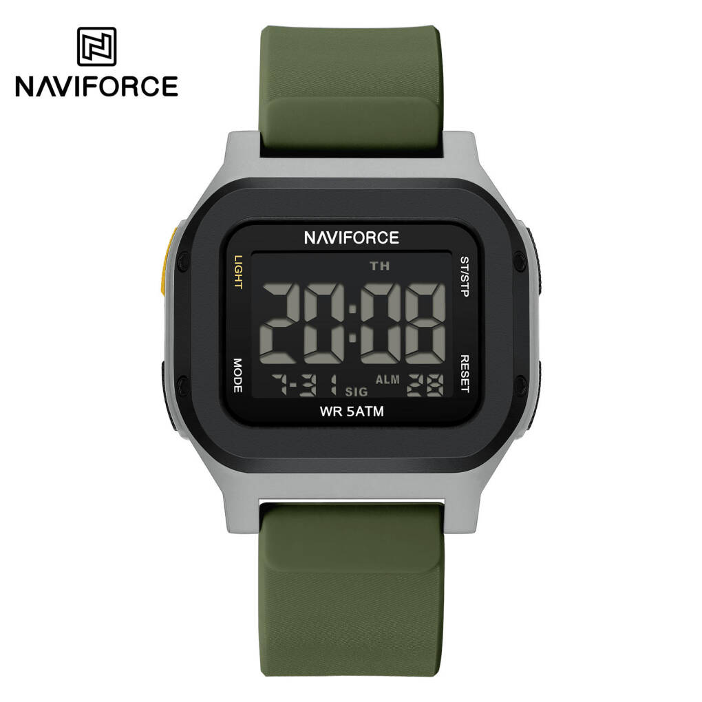 NAVIFORCE 7137 Men Digital Watch - Silver Green