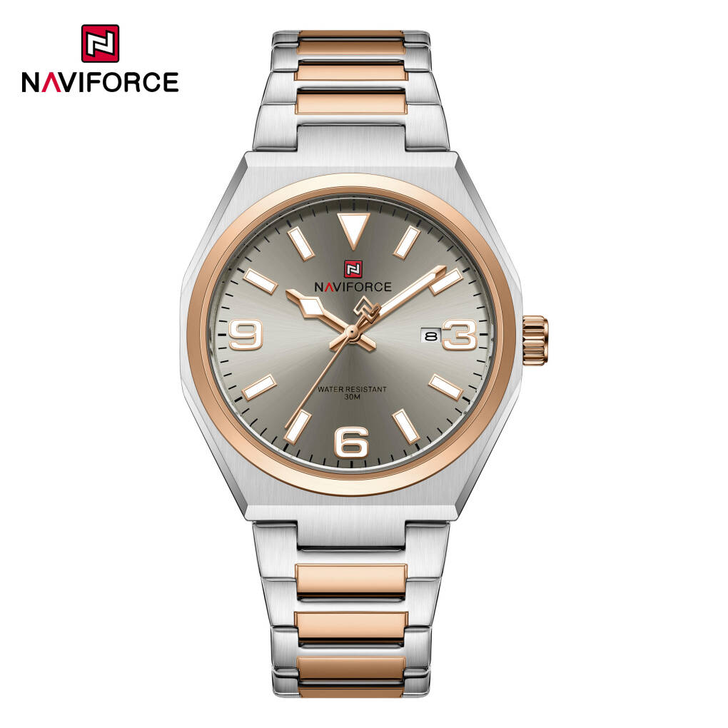 Naviforce 9288 CH For Men - Silver Rose Gray
