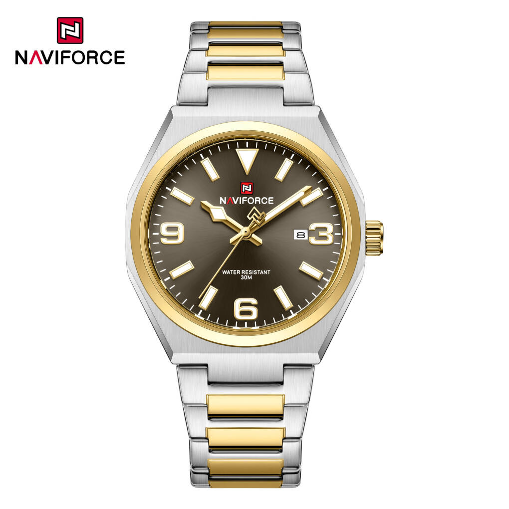 Naviforce 9288 CH For Men - Silver Gold Black