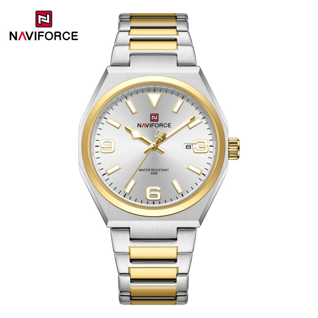 Naviforce 9288 CH For Men - Silver Gold White