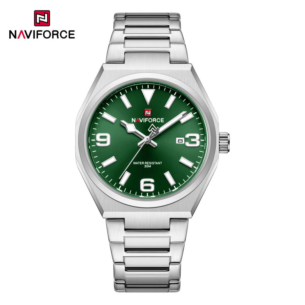 Naviforce 9288 CH For Men - Silver Green