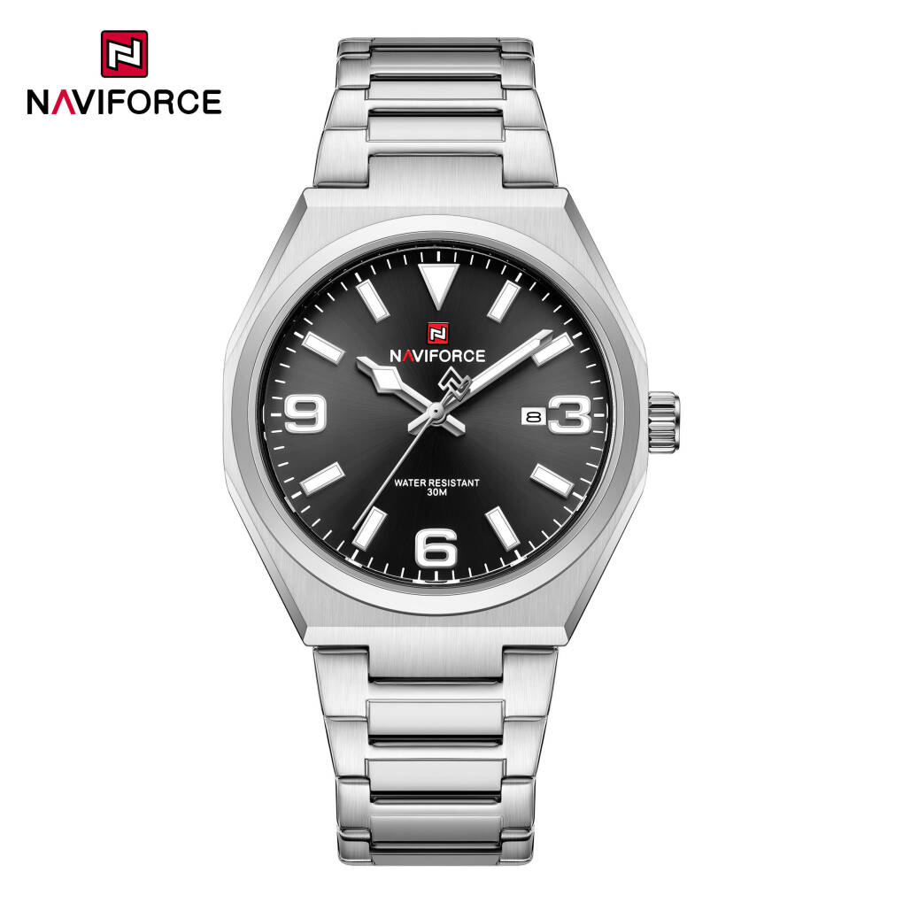 Naviforce 9288 CH For Men - Silver Black