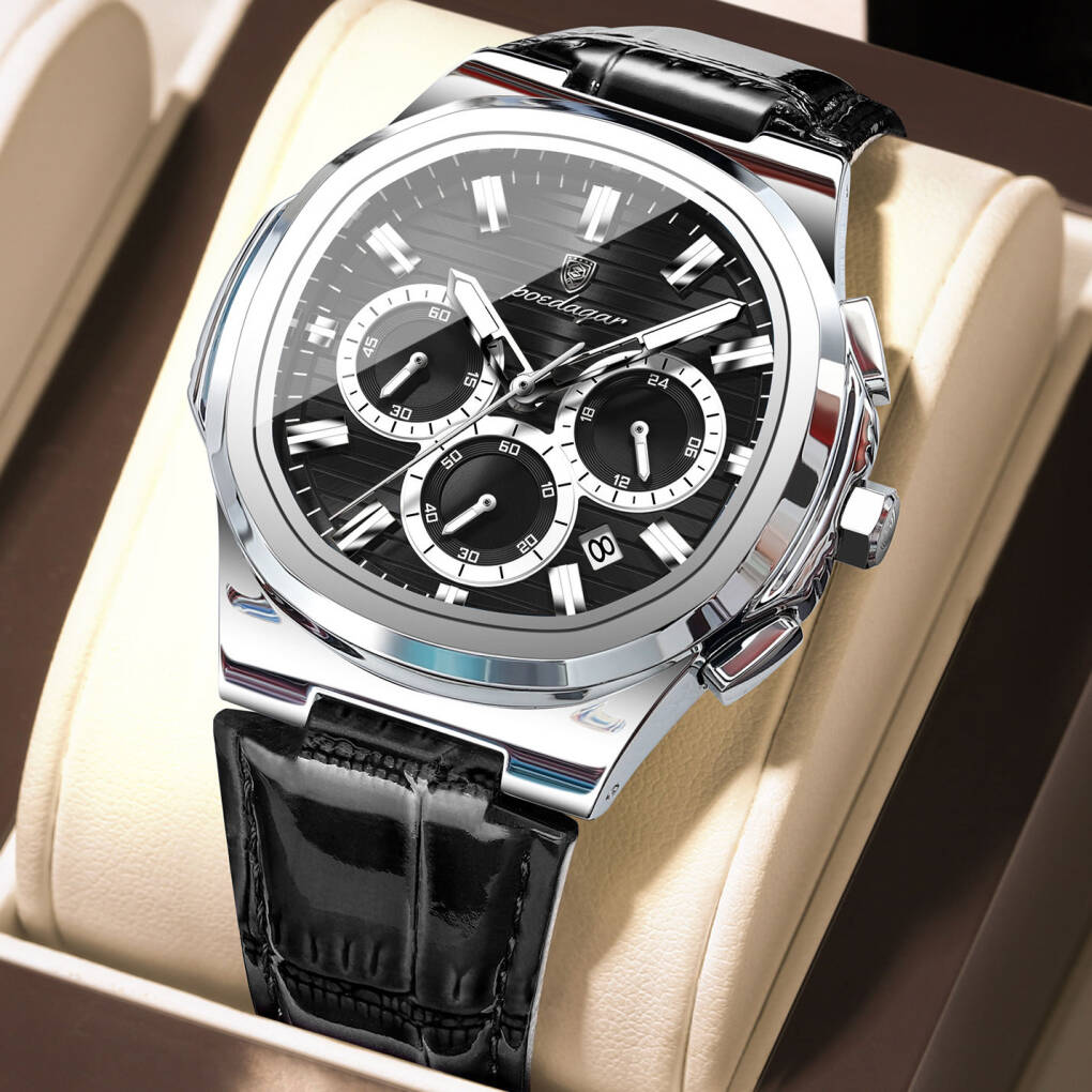 Poedagar 834 L For Men Watch - Silver Black