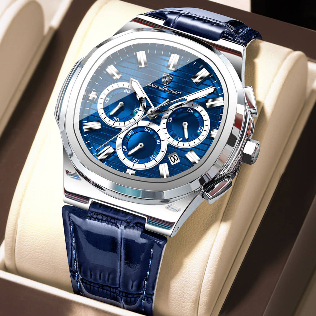Poedagar 834 L For Men Watch - Silver Blue