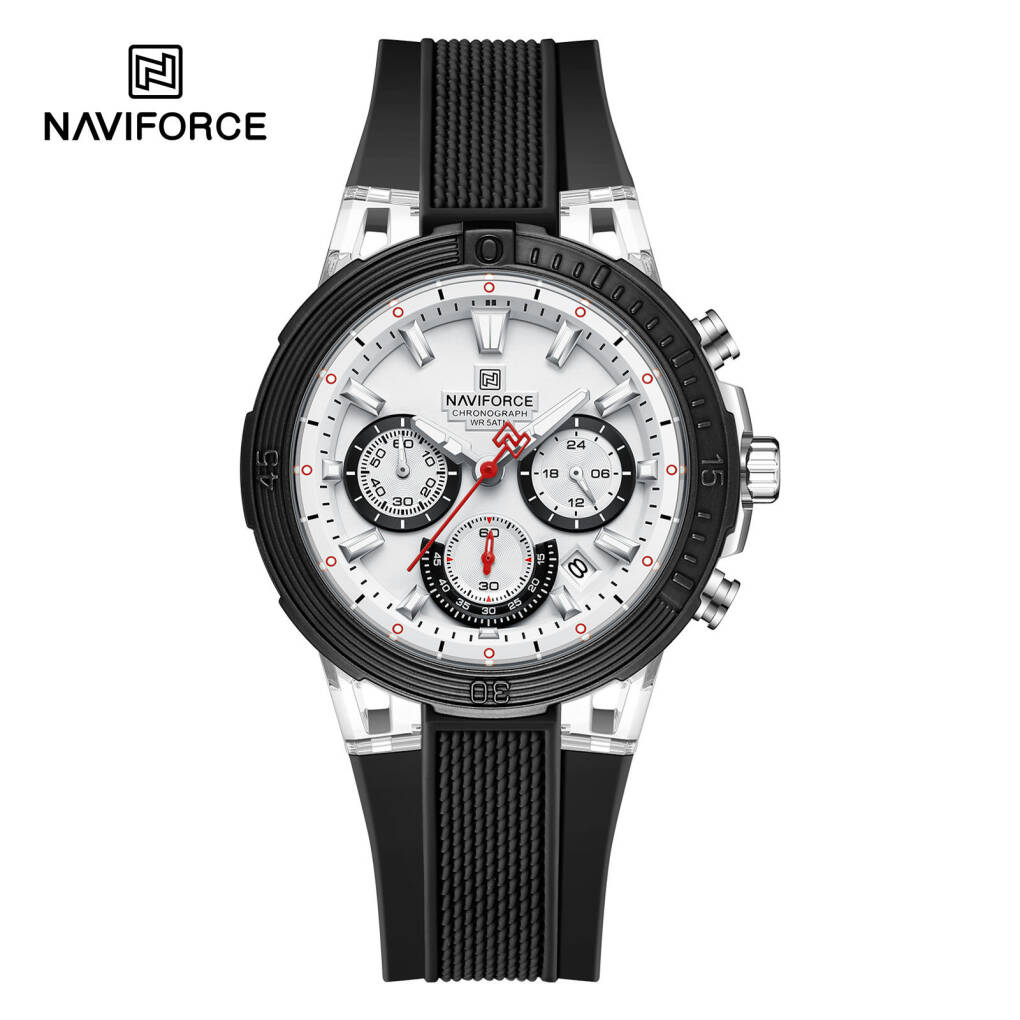 Naviforce 6115 Men Watch - Silver Black White