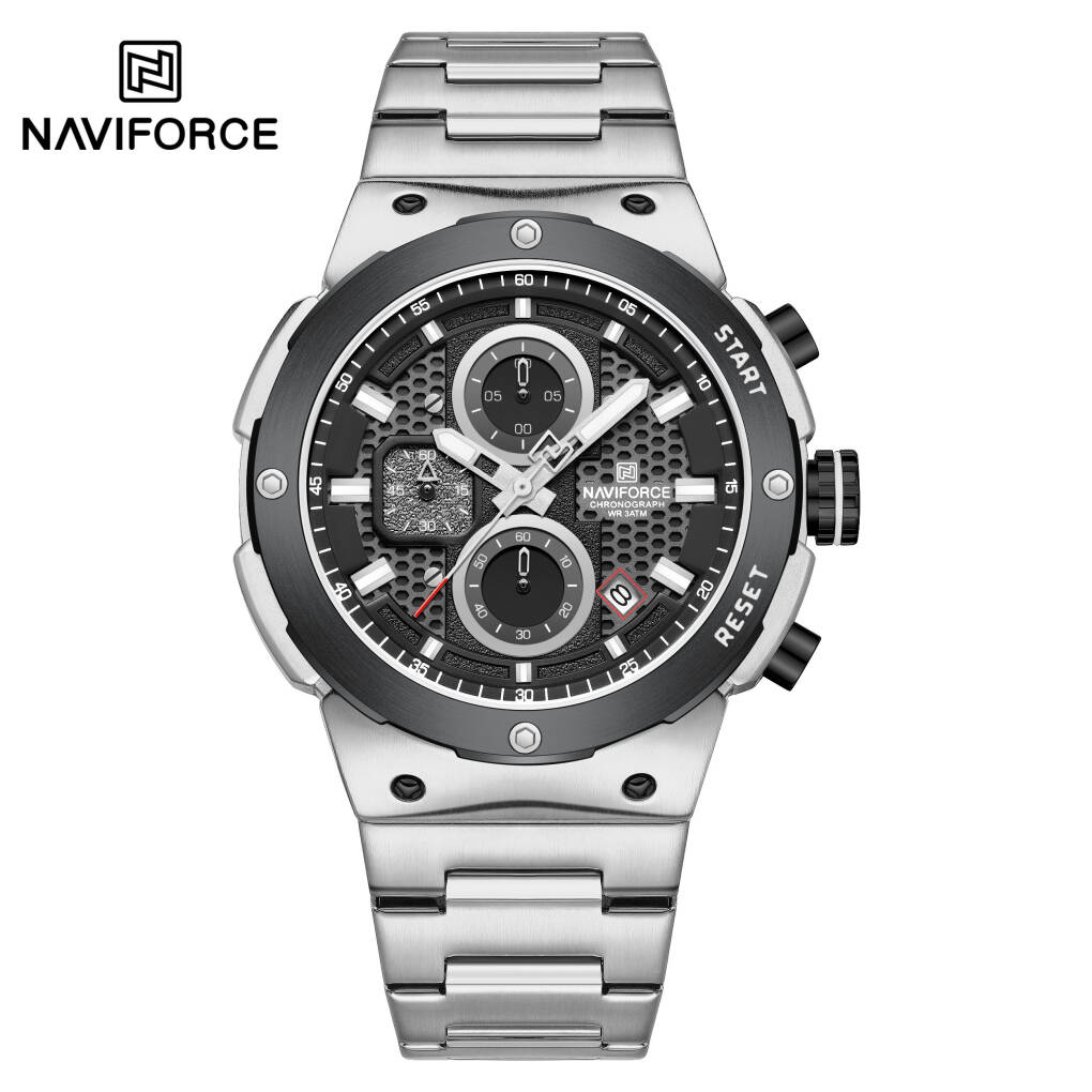 Naviforce 8072 CH For Men - Silvre Black