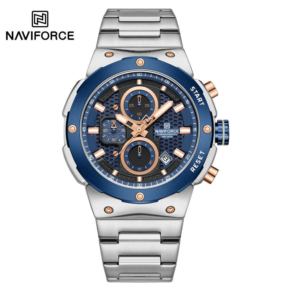Naviforce 8072 CH For Men - Silvre Blue Rose