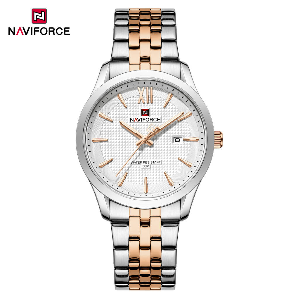 NAVIFORCE 9255 CH For Men - Silver Rose White