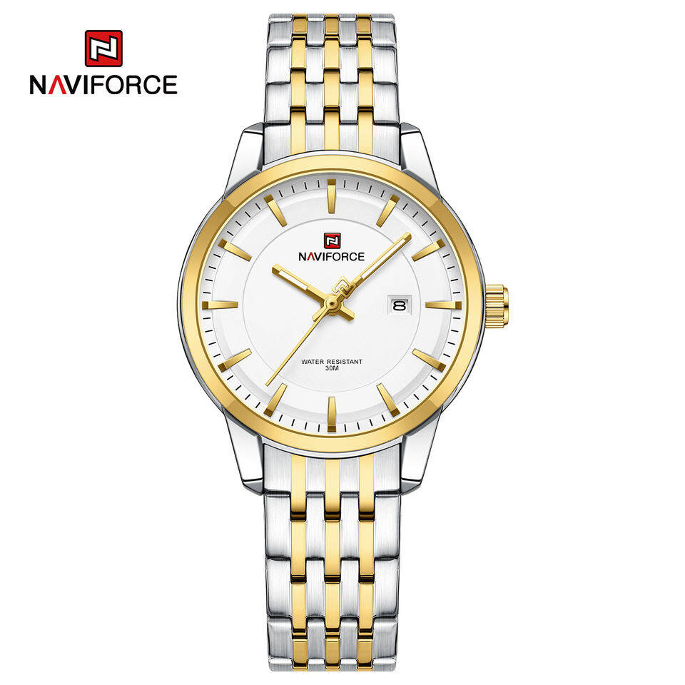 NAVIFORCE 9228 CH For Women Watch - Silver Gold White