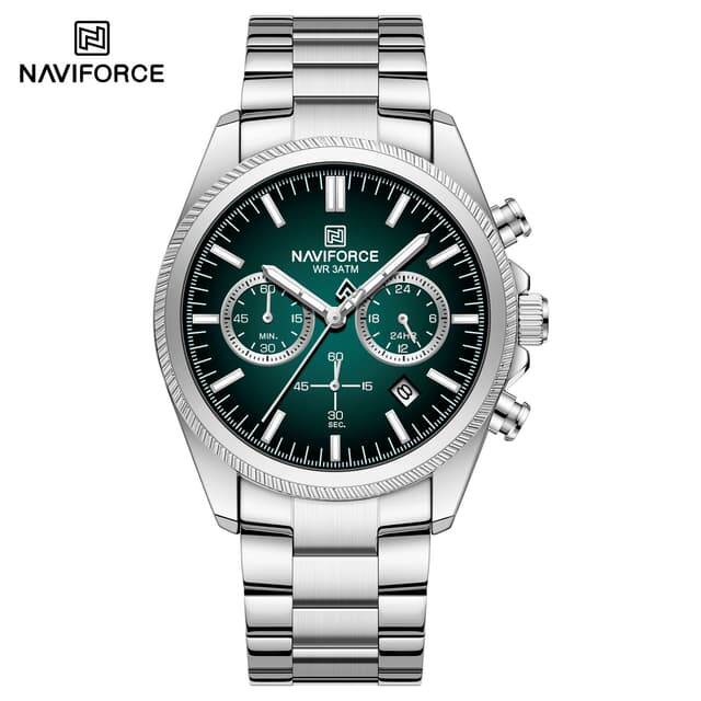 Naviforce 8082 CH For Men - Silver Green