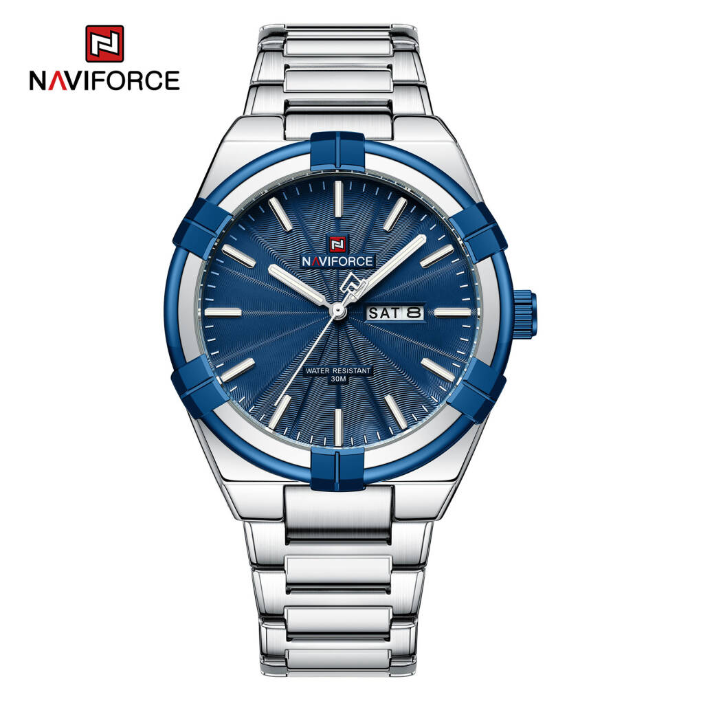 Naviforce 9218 CH For Men - Silver Blue